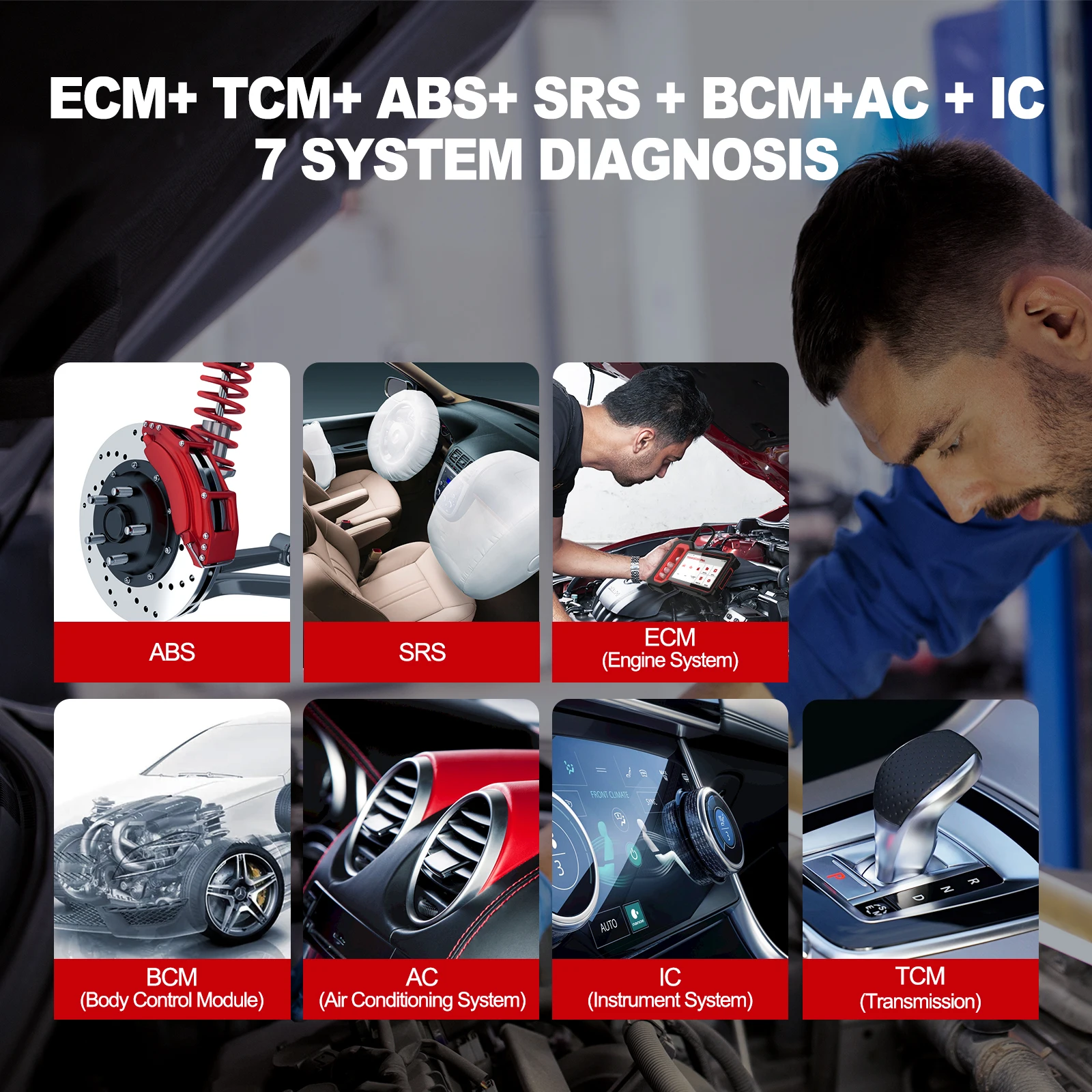 THINKSCAN PLUS S4/S6/S7 OBD2 Car Diagnostic Tools Multi System Scan ABS SRS ECM TCM BCM IC AC Reset Code Reader Auto Scanner - 2
