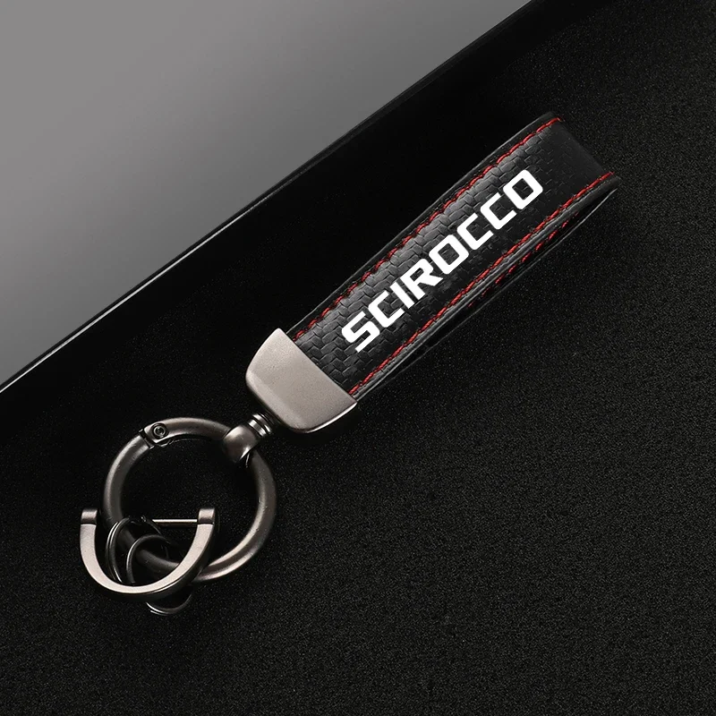 Portachiavi portachiavi in corda di cuoio in fibra di carbonio per auto di nuova moda per accessori auto SCIROCCO - immagine 4