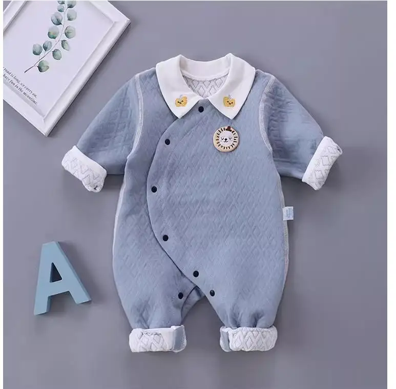 Newborn baby jumpsuit, baby boy and cotton covered foot jumpsuit.