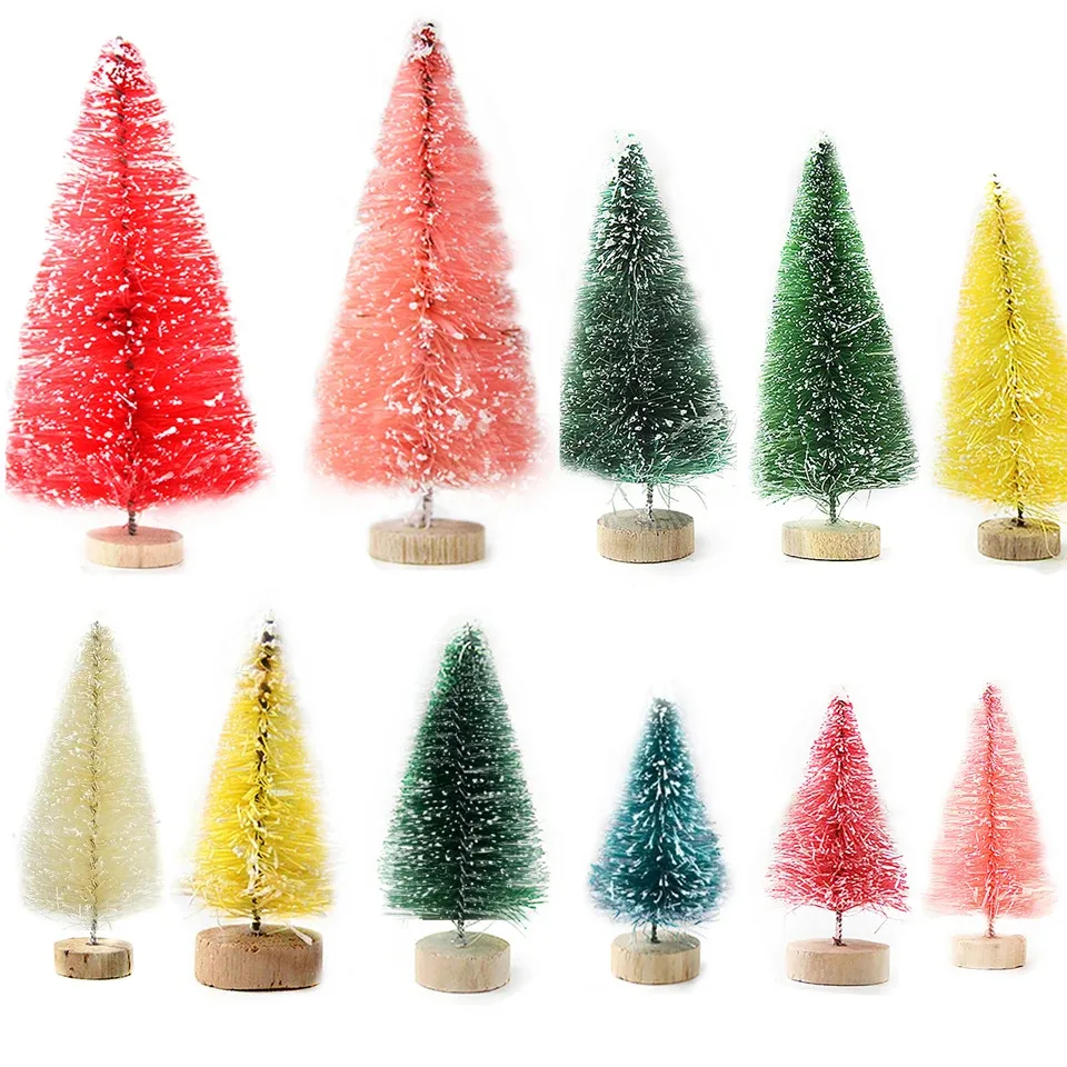 8Pcs/set Mini Christmas Pine Tree Multi Size Colorful Trees Xmas Home Desktop Ornaments Noel Party Table Decorations Supply christmas tree ornaments mini christmas tree