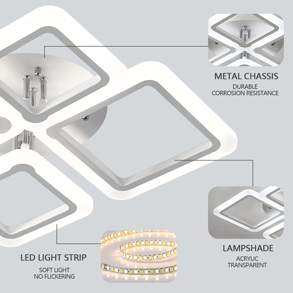 Modern Nordic LED Pendant Light - Square Ceiling Chandelier for Home Decor
