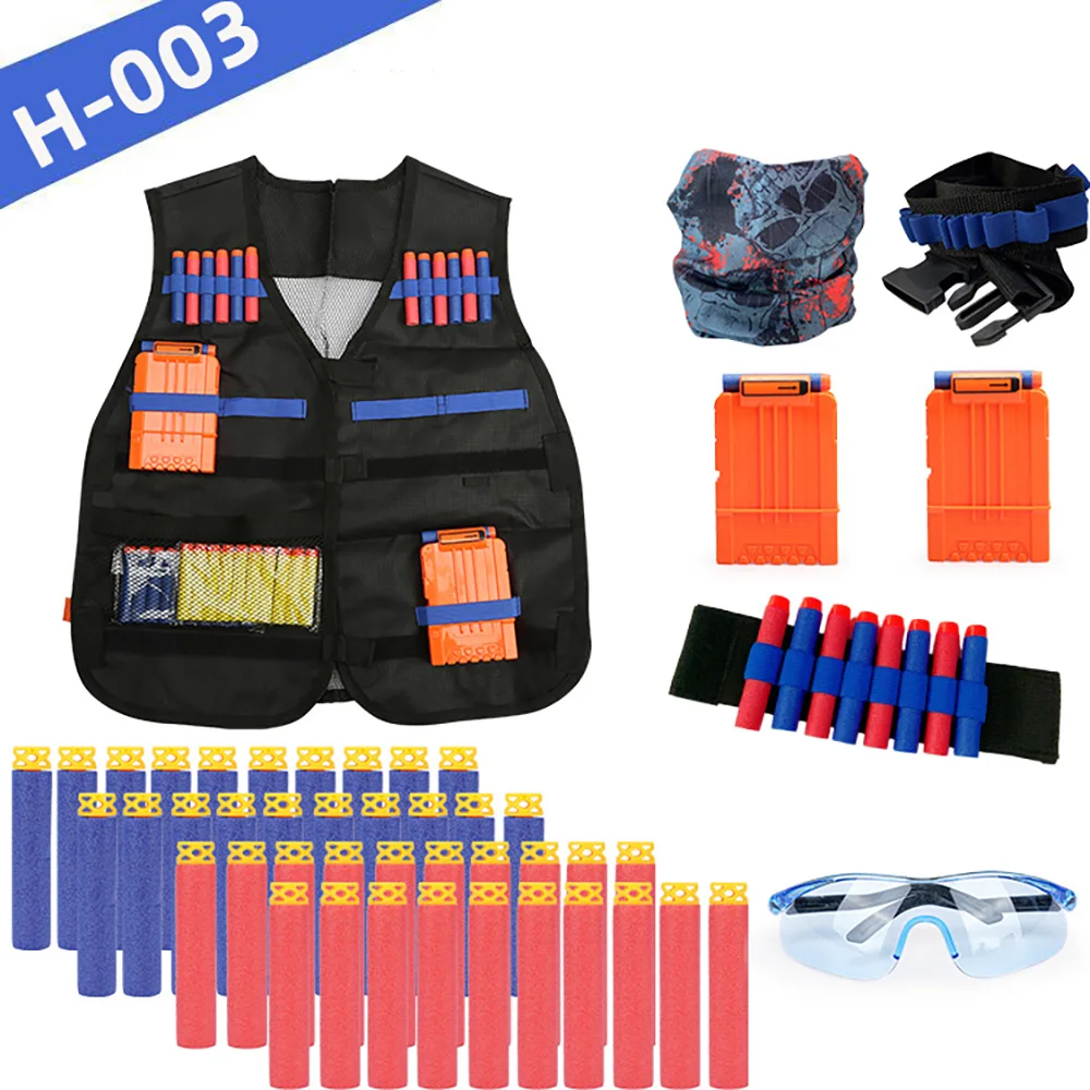Kinder Taktische Weste Set Nerf Guns Serie Nachfüll-Darts Nachladeclips Taktische Maske Armband und Schutzbrille Nerf Weste Spielzeug – Detail 3
