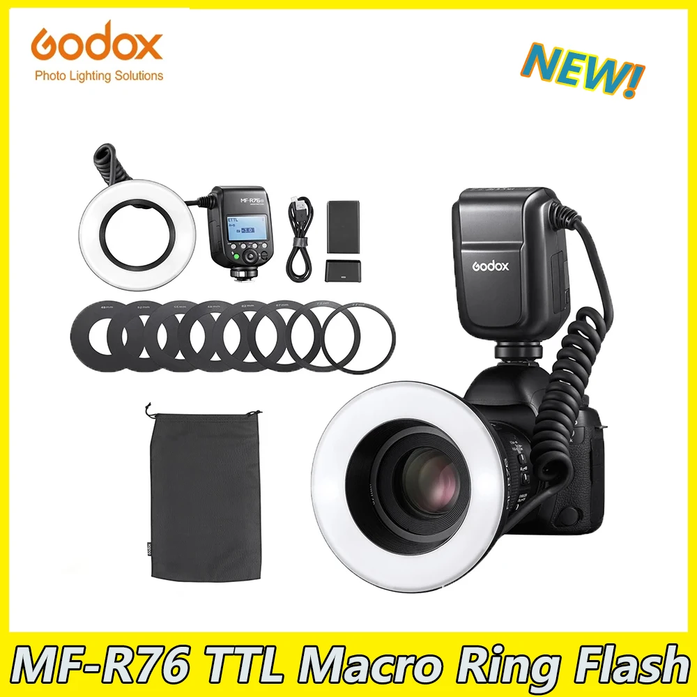 

Godox MF-R76 Macro Ring Flash RING76 5000K LED Ring Light Speedlite TTL Flash For Sony Canon Nikon Camera Photography light