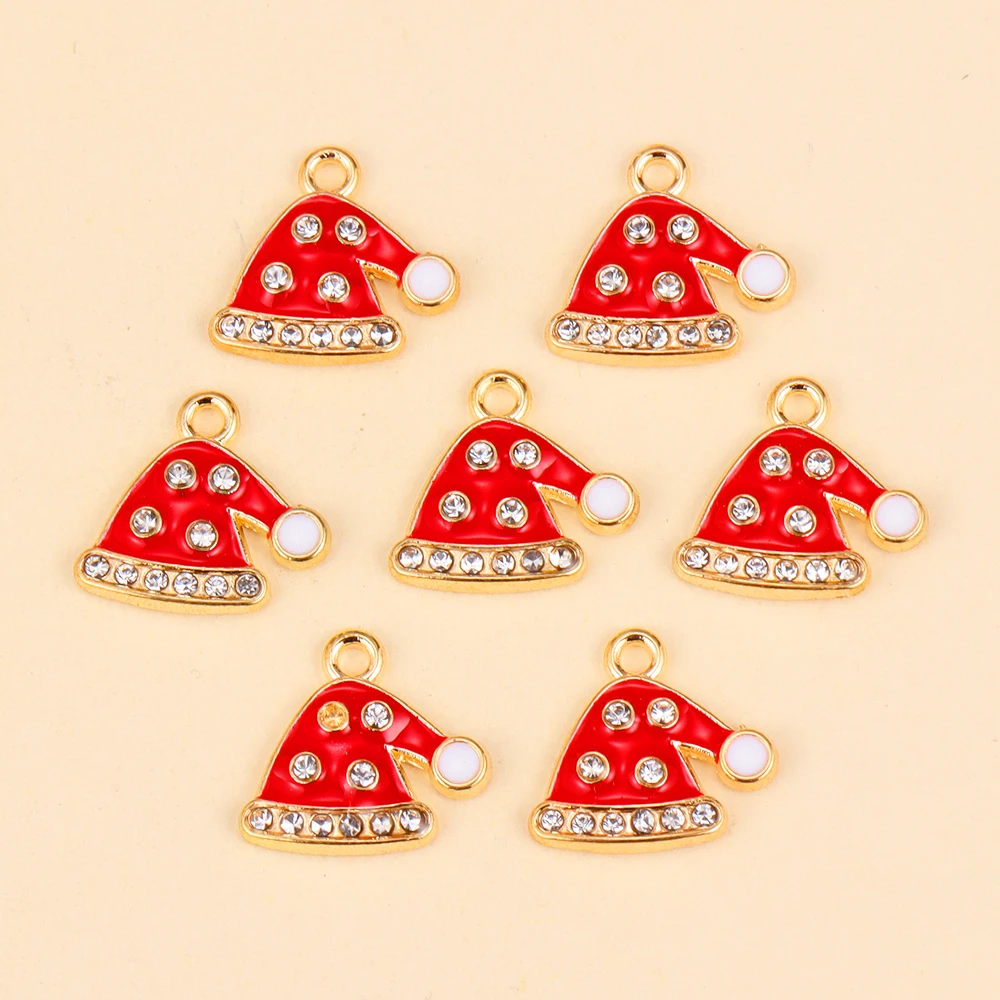 10 Stück niedlichen Kristall Emaille Weihnachts handschuhe Hut Charms für Schmuck machen DIY Handwerk Dekoration Ohrringe Anhänger Weihnachten Party Geschenk – Detail 7