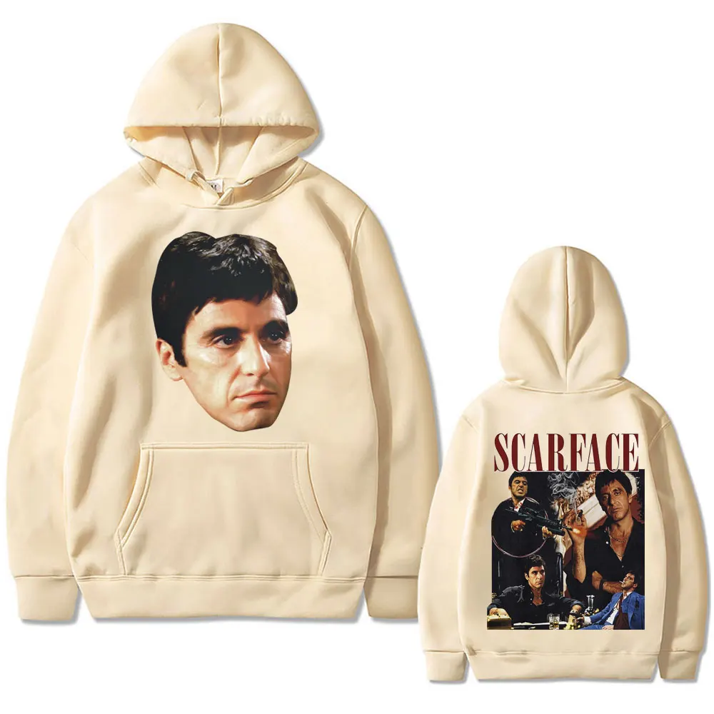Classic Vintage Movie Scarface Al Pacino As Tony Montana Graphic Print Hoodie Men Hip Hop Rock Sweatshirt Male Oversized Hoodies