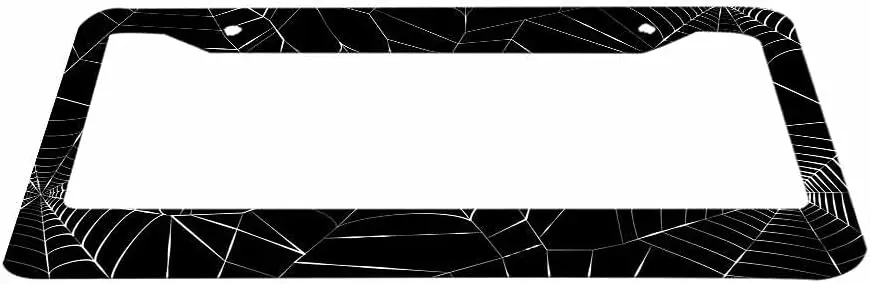 Decorative License Plate Frame Black Spider Web Halloween Car Tag Cover Aluminum Auto License Plate Holder for Men Women 12x6in