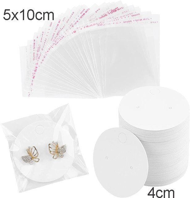 sets Kraft Paper Cards Jewelry Necklace Earring Display Holder with Self Adhesive OPP Bags Personal Business Retail Packaging