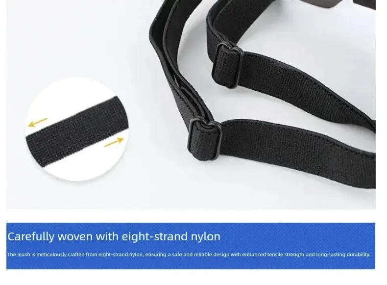 Dogs wearing adjustable windproof pet sunglasses with silver mirror, black, pink, gold, and mint green frames showing elastic head and chin straps