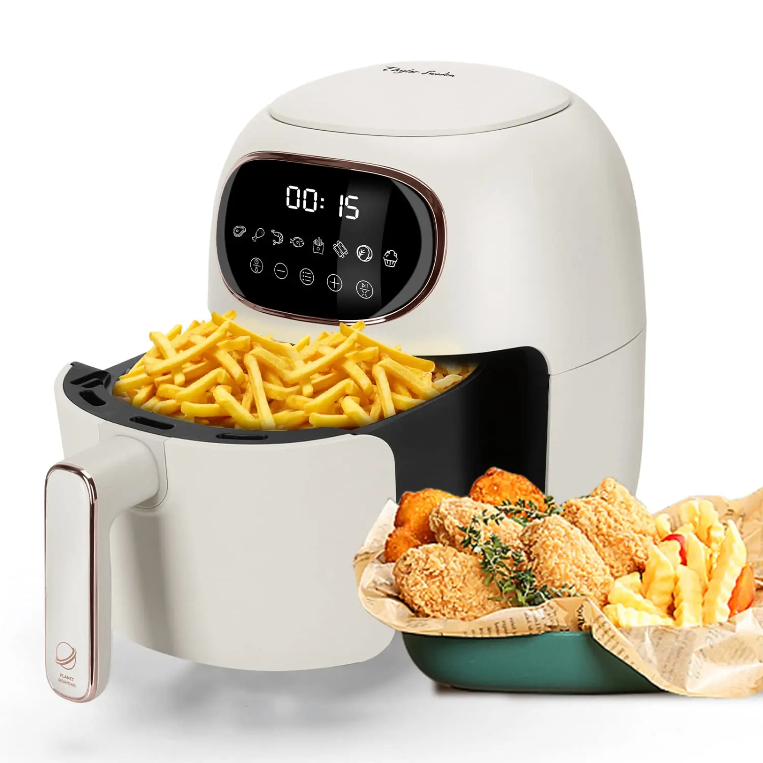 Taylor Swoden Andrea Oil Free Fryer 5,5 L 7 Scheduled Menus Hot Air Fryer  1700 W Touch Screen LED Removable Frying Basket including Recipe Book, No  BPA