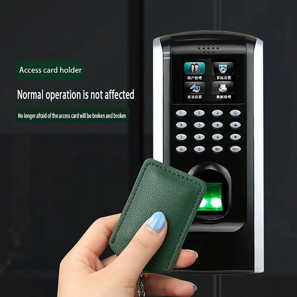Anti-lost Access Card Case Anti-fall Leather Card Holder Keychain Fingerprint-proof Accessories Access Bag Universal key holder card case holder