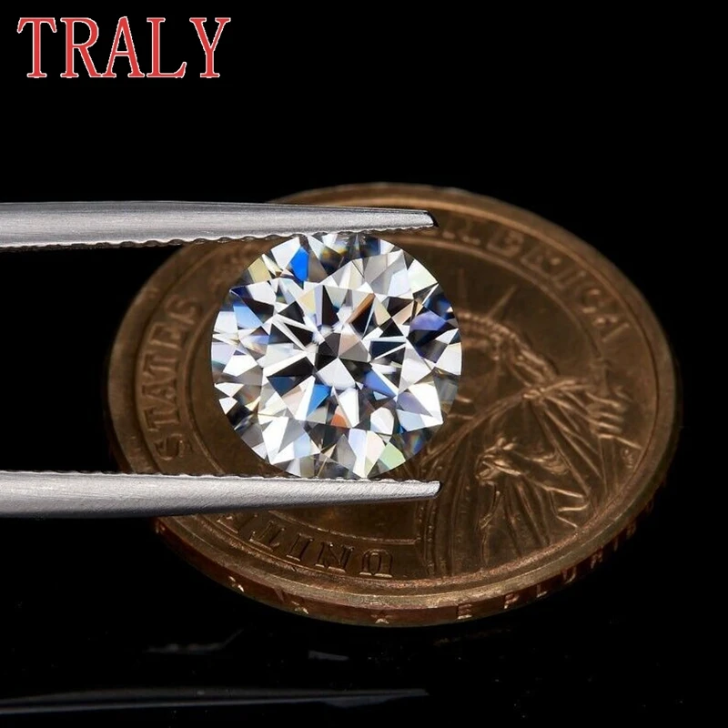 

1ct- 20ct White Round Cut Moissanite Loose Stone D Color VVS1 6A GRA Lab Grown Gemstone 8 Heart 8 Arrows Passed Diamond Tester