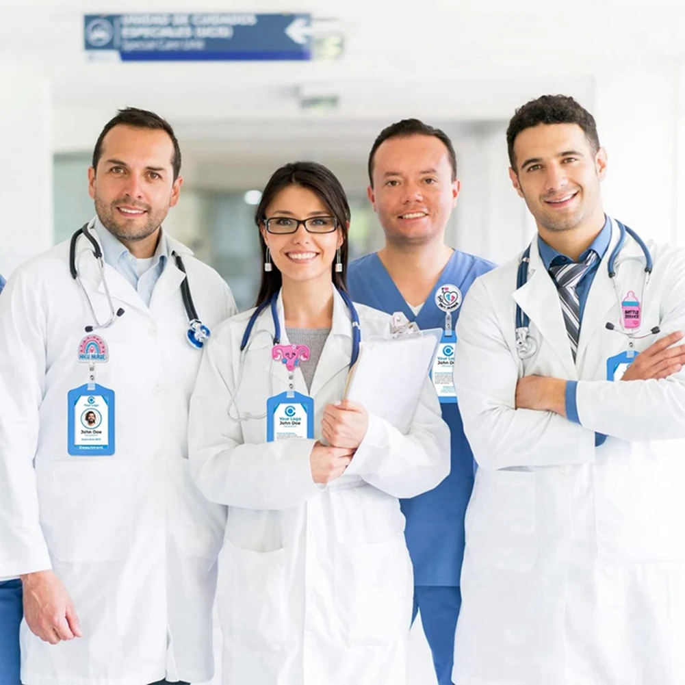 LC-6개 세트 산모실 간호사 펠트 배지 릴 NICU 간호사 접이식 귀여운 배지 홀더 (악어 클립 포함) 내구성 강함