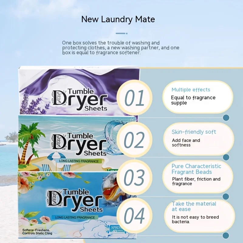 (40pcs)Dryer Clothes Smoothing Tablets Laundry Partner Odor Removal Aroma Tablets Aroma Clothesfragr laundry tablets