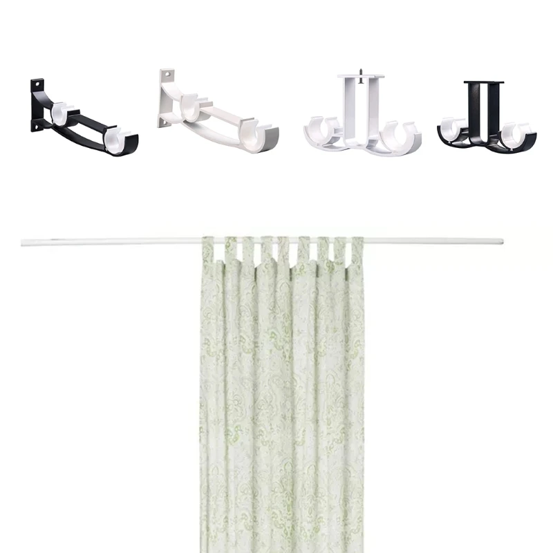 Double Curtain Rod Brackets Window Hardware Holder Home Decor Side Top Mounted Easy to Install 1pc curtain rod