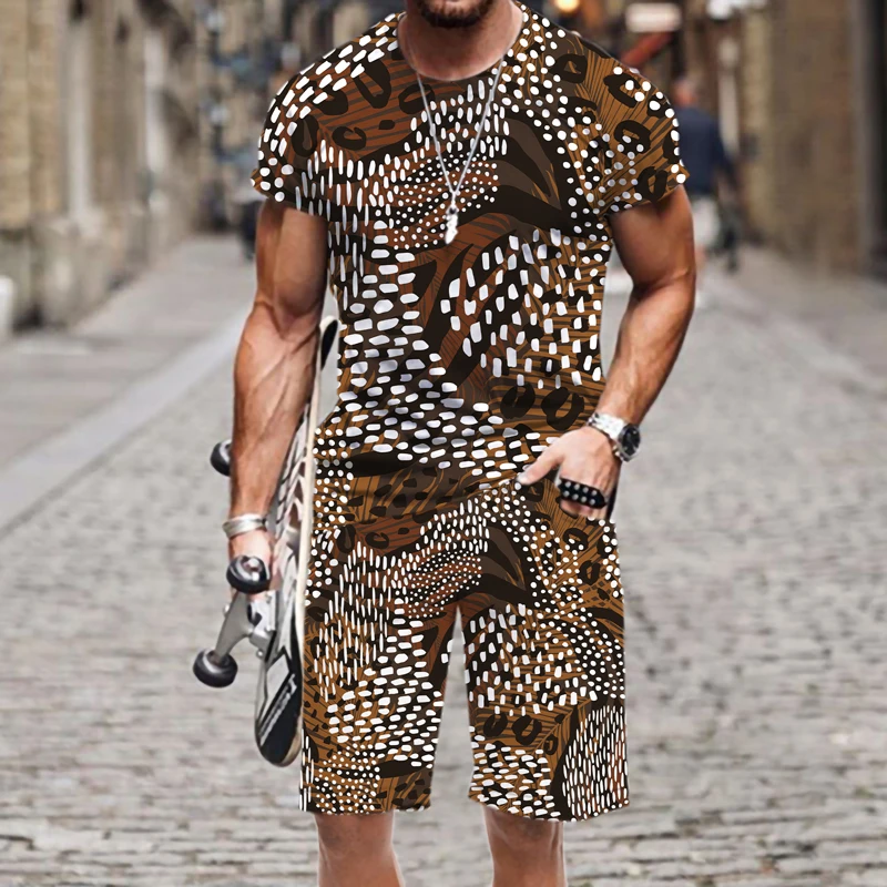  Ƽ ݹ Ʈ Tracksuit Leopard Print Funny Street Tops м ĳ־ ݼҸ 2022 New O Neck Summer 3D Printed