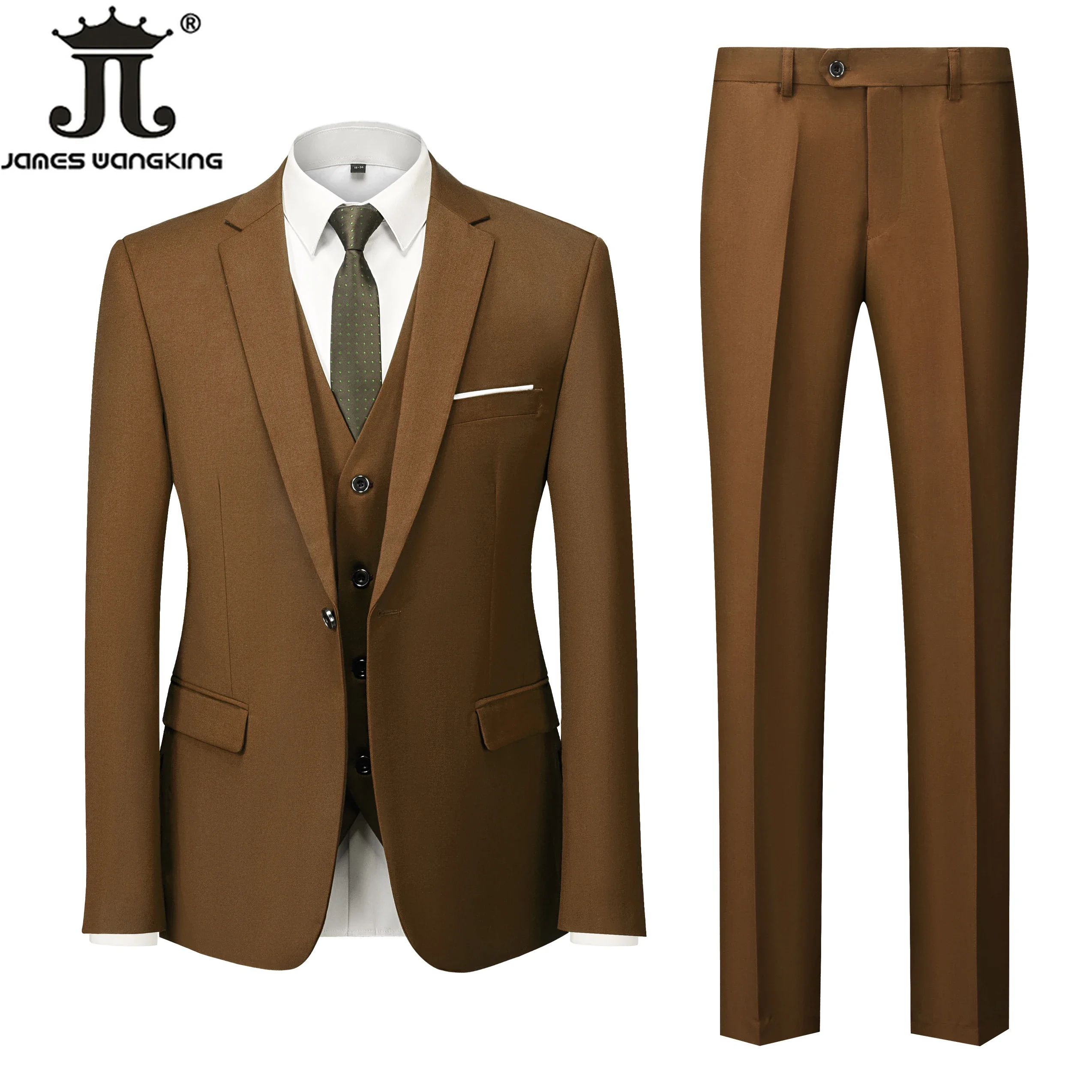 High-end Brand Solid Color Formal Office Business Suit Three-pcs Set 18 Color ( Jacket + Vest + Pants ) Groom Wedding Dress