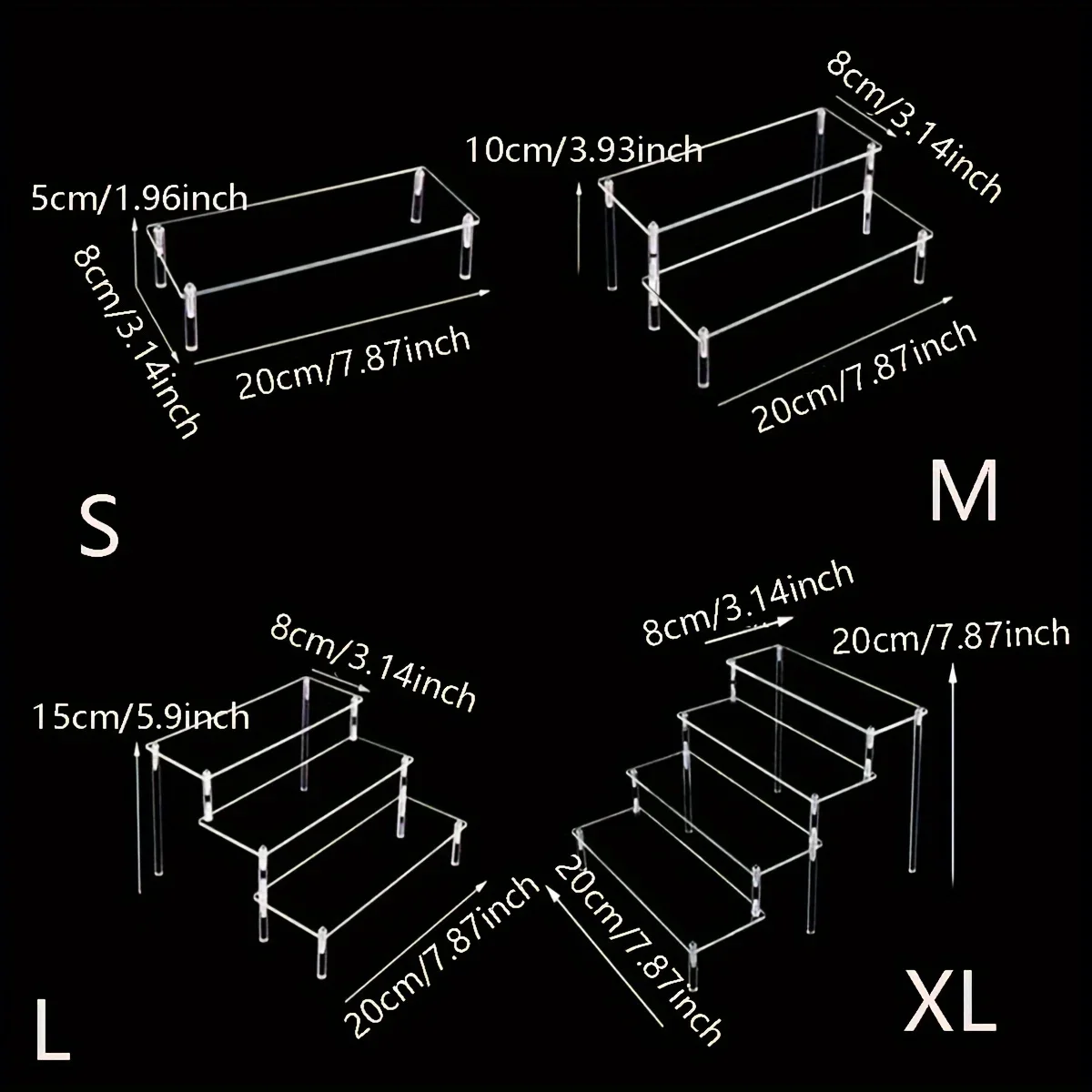 1pc Versatile Acrylic Ladder Display Stand - Transparent, Elegant for Anime Models, Cosmetics, & More - Ideal for Retail 5