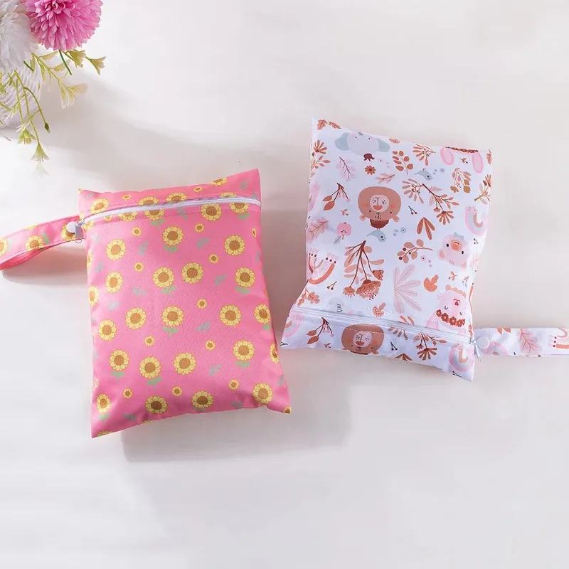 20x25cm  기저귀 가방 방수 PUL 습식 건식 기저귀 가방 여행 야외 기저귀 휴대용 가방 지퍼 유모차 미니 핸드백