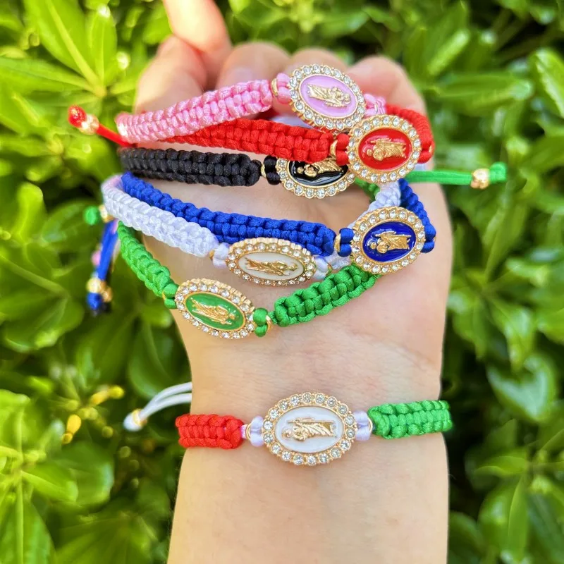 Mexican Braclets Virgin Mary San Judas Tadeo Bracelet For Women Girls Red  String Enamel Charm Crystal Beads Anklets Jewelry - AliExpress