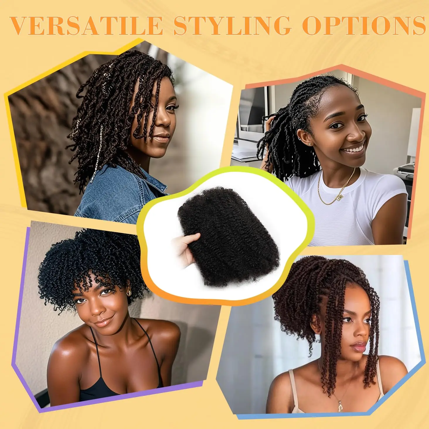 Afro Kinky Bulk 4C Human Hair 14-18Inch 50g/30g pack 100% Natural Black Hair for Micro Locs Extension Crochet Braiding Hair 5