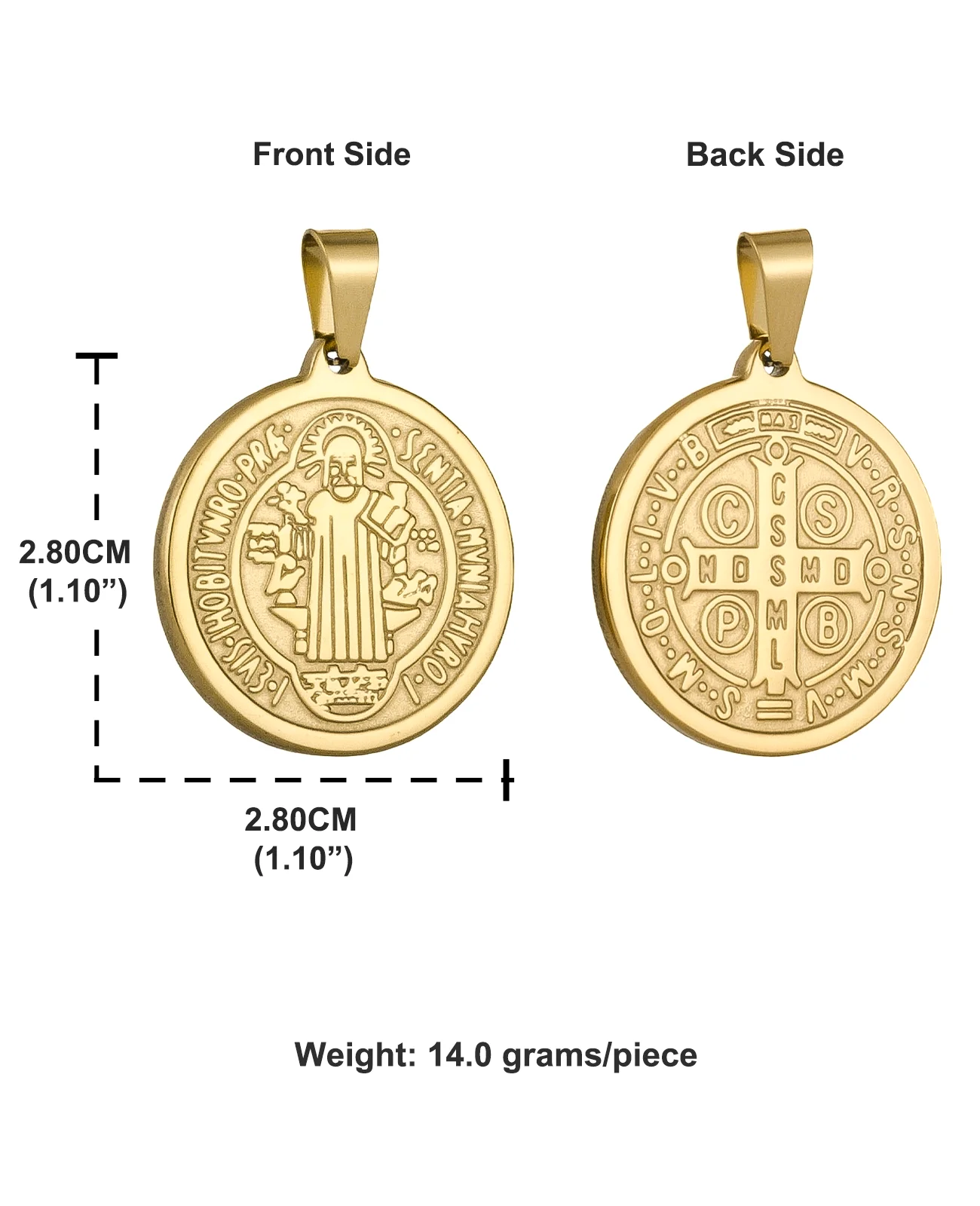 Stainless Steel St. Benedict Medal Pendant
