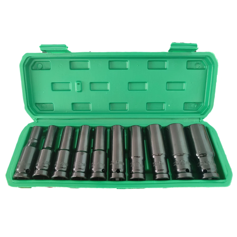 Socket Wrench Set 10pcs 1/2" Drive Metric Impact Universal Deep Set for Air Pneumatic Repair Tools