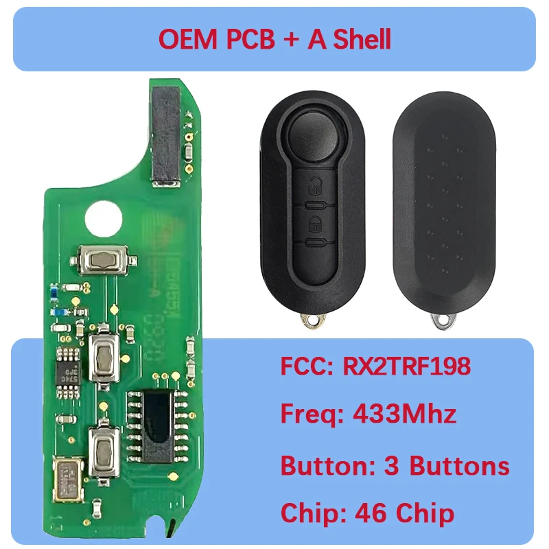 CN017002 Original PCB 3-Tasten-Fernbedienung PCF7946 ID46 Chip 433Mhz Marelli System RX2TRF198 SIP22 Schlüsselblatt für Fiat Ducato Bravo 500L – Detail 8