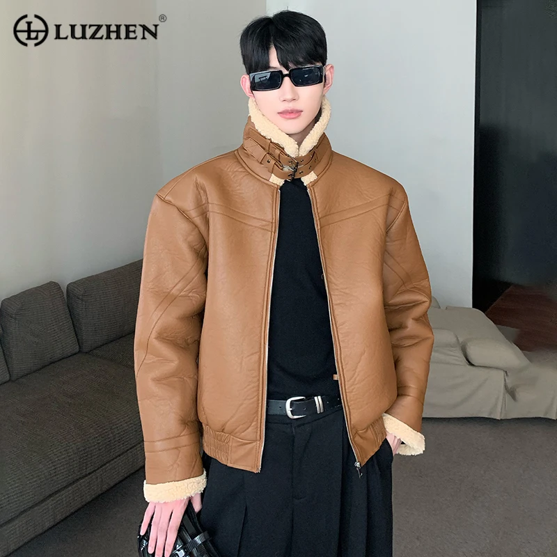 

LUZHEN Fashion High Quality Lamb Wool Thermal Leather Jacket Men's Double Faced Fur Coat Warm Loose Male 2023 Winter New 4ba1c0