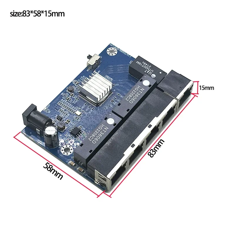 이더넷 네트워크 산업용 스위치 모듈, 5 포트, 10, 100, 1000M, 5V-16V