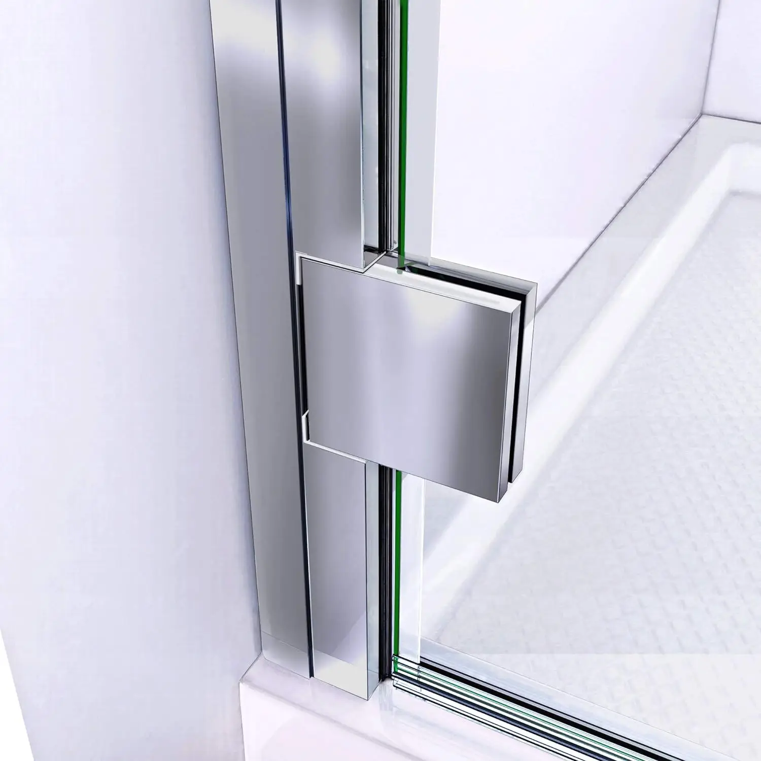 Lumen 34-35 in W by 72 in H Semi-Frameless Hinged Shower Door in Chrome Clear tempered glass shower door 4