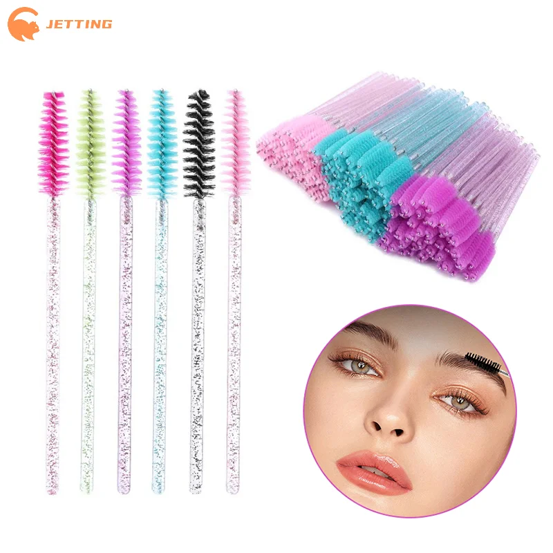 50/100Pcs 일회용 크리스탈 속눈썹 브러쉬 빗 눈 속눈썹 확장 마스카라 완드..