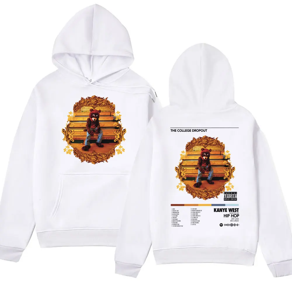 Rapper Kanye West Hoodie Hip Hop The College Dropout Hooded Sweatshirts Men Women's Fashion Casual Cotton Fleece Pullover Unisex