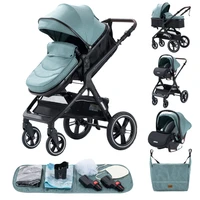 3 en 1 bébé poussette multi-fonctionnelle chariot peut s'asseoir inclinable lumière pliant poussettes haute paysage bébé poussette landau 5