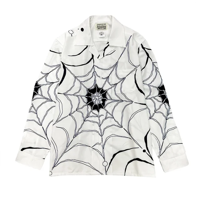 トップス WACKO MARIA Spider Pattern Print Shirt WACKO MARIA Spider Hawaii Short-Sleeve Lapel Button-Up
