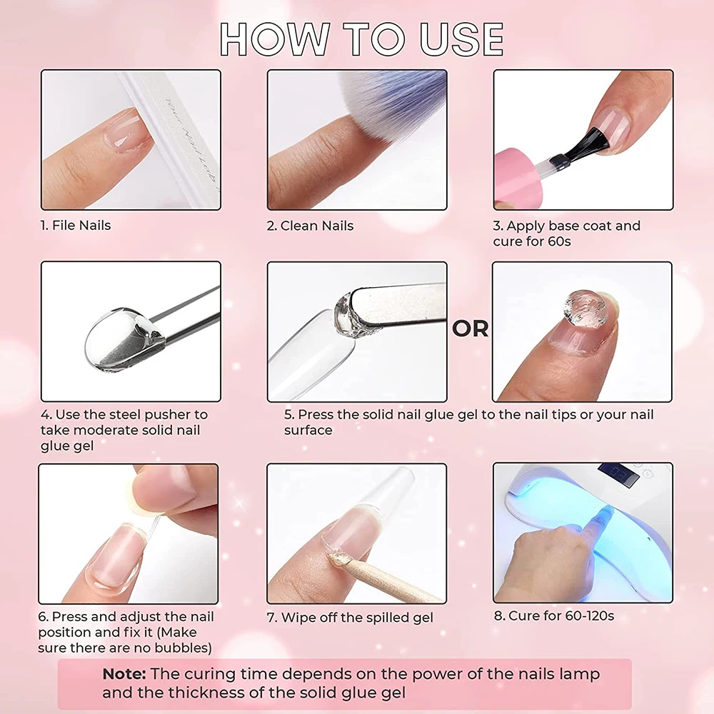 Nail Glue 5ML Solid Nail Gel Glue for Gel Nail Tips Clear Acrylic Fake Tips Solid Press On