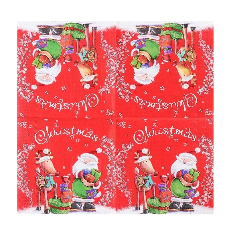 Santa Claus and His Deer Printed Napkins 10/20pcs 33*33cm