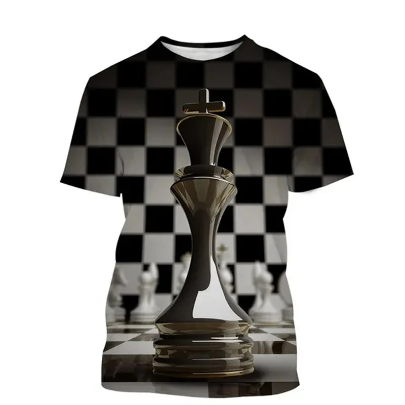 

Newest Chess Game 3D Printing T Shirt Checkerboard Graphic Tshirt Men Casual Fashion Short-Sleeved Classic Summer Tops T-shirt