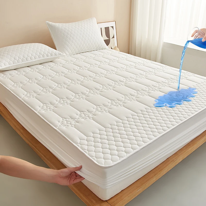 Premium Waterproof Quilted Mattress Protector - Jacquard Design, Antibacterial & Hypoallergenic