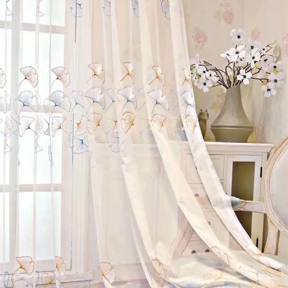 1PC Colorful Ginkgo Blossoms Hot Selling Small American Transparent Grid Embroidered Window Screen New Style 3