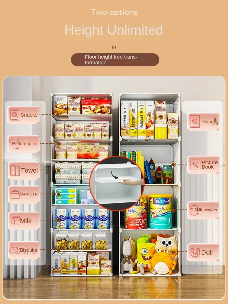 Modern High-Capacity Multilayer Dustproof Storage Rack Plastics Show Cabinet Household Children Toys Floor Mounted Drawer Shelve