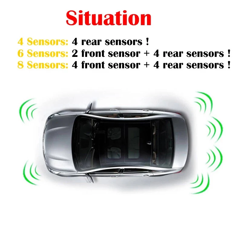Multiple Radar Parking Sensor Kit Backlight Parktronic LED Display System Backup