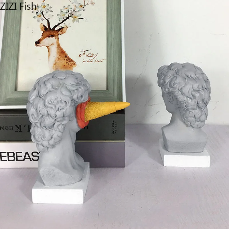Mythology Figure Ice Cream David Statue Myth Character Resin Ornaments Desk Decoration Figure Sculpture Nordic Home Decor Modern resin ornaments resin crafts desk decor
