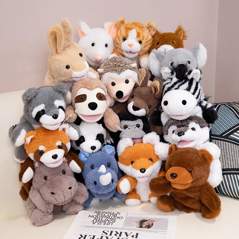Stuffed Plush Animals Toys Hand Finger Puppet Kawaii Dolls Educational Baby Toys Learning & Education Monkey Tiger Children Gift