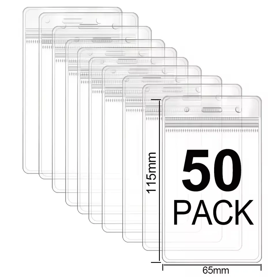 Universal Extra Thick Waterproof Vertical ID Badge Holder - HD Clear Protective Card Case
