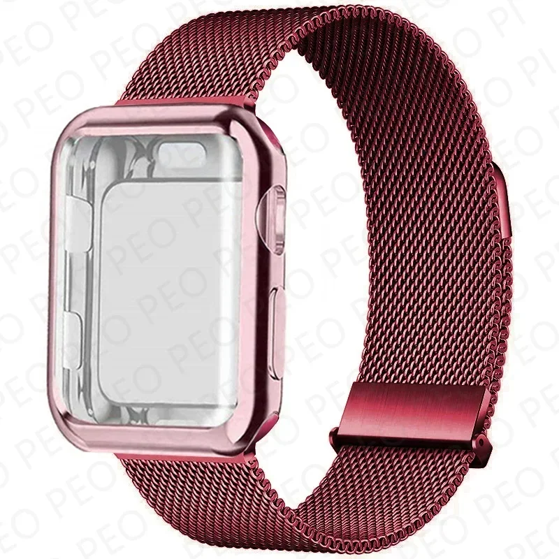 Sleek Metal Magnetic Loop Watch Band with Protective Case