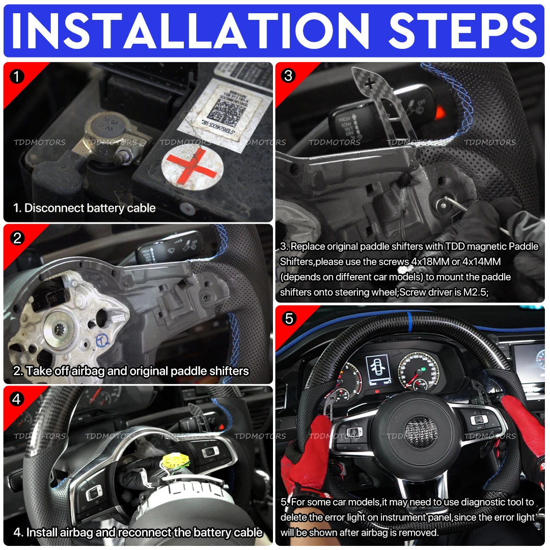 폭스바겐 골프 7 MK7 MK7.5 GTI 골프 R 시로코 아르테온용 TDD 플러그 앤 플레이 카본 파이버 마그네틱 패들 시프터