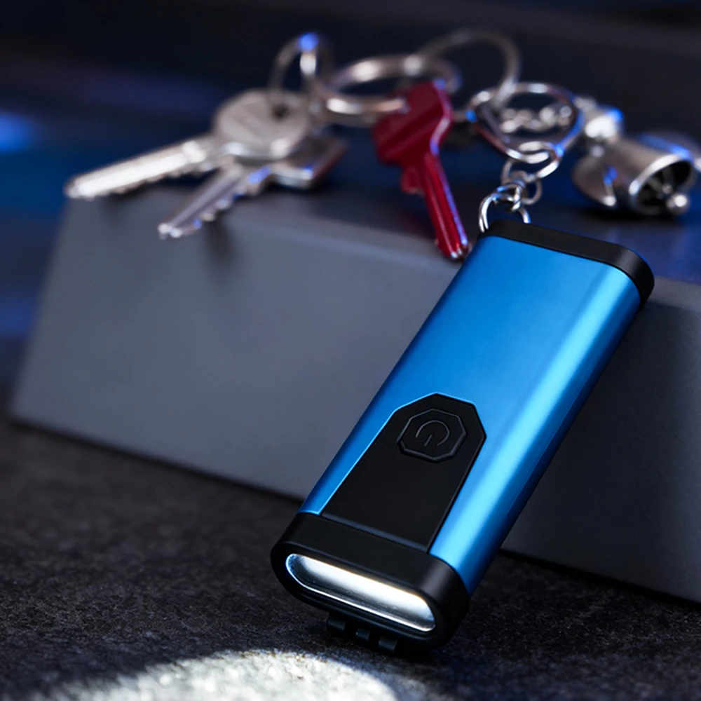개인 안전 열쇠고리 손전등 - 90DB 알람 및 스트로브, 미니 USB 충전식 초강력 조명, 조깅, 호신용