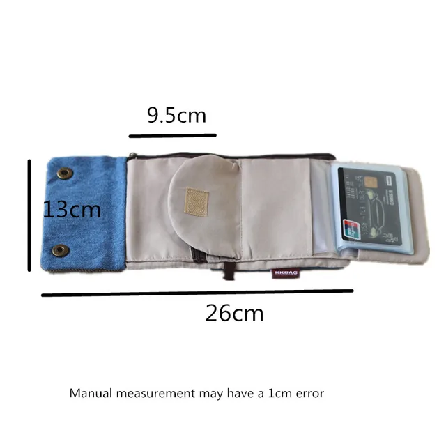 Handmade Three Fold Fabric Wallet Women Men Simple Short Zipper Purses for Teens Personality Multi-function Key Bag Card Holder 6