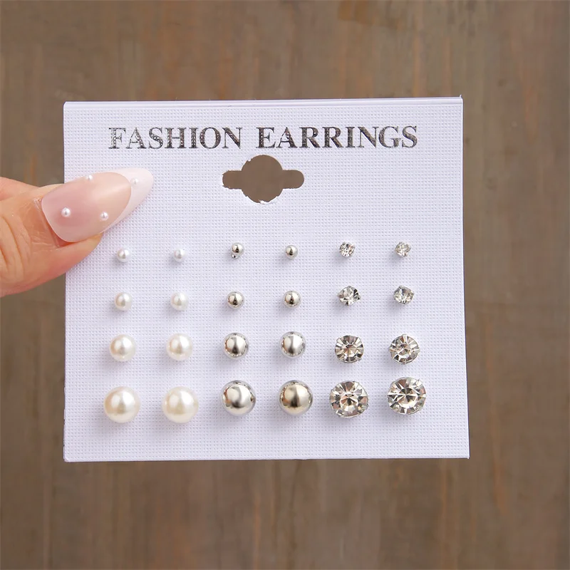Trendy Silver Color Earrings Set for Women Girls Simple Pearl Metal Butterfly Snake Circle Hoop Earrings 2024 New Fashion