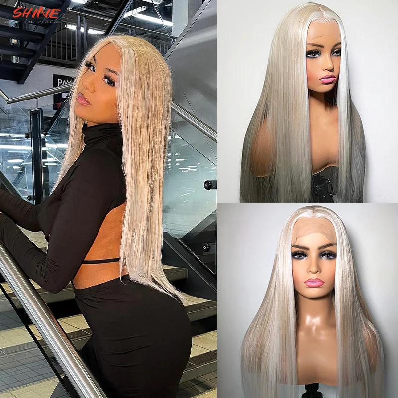 Highlight White Blonde Colored 13x4 Lace Front Synthetic Wigs High Quality For Women Daily Cosplay Party Fake Hair Frontal Wig non contact voltage high torque electric pen colored highlight tester pen screwdriver electric pencil indicator pencil voltmeter